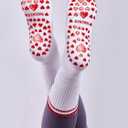 Cute Pilates Grip Socks for Women Yoga Grippy Crew Athletic Socks for Barre Workout Hospital (One Size, 3 Pairs Red)