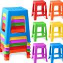 TURSTIN 6 Pack Stackable Classroom Stools - Plastic, Nesting, Colorful, Round, Indoor/Outdoor, Flexible Seating, Decorative Chairs for Home, Office, School