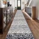 KUTA Extra Long Runners for Hallways 2.6x20ft Washable Black Boho Runners