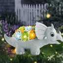 Garden Decor Solar Dinosaur Statues with Succulent and LED Lights for Outside, Outdoor Lawn Decorations Statue for Patio,Balcony,Yard,Unique Housewarming & Birthday Gifts for Women Mom Grandma
