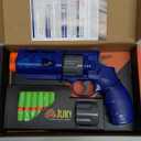 REKT Jury Revolver Foam Dart Blaster Pistol Gun, Blue (Blue)