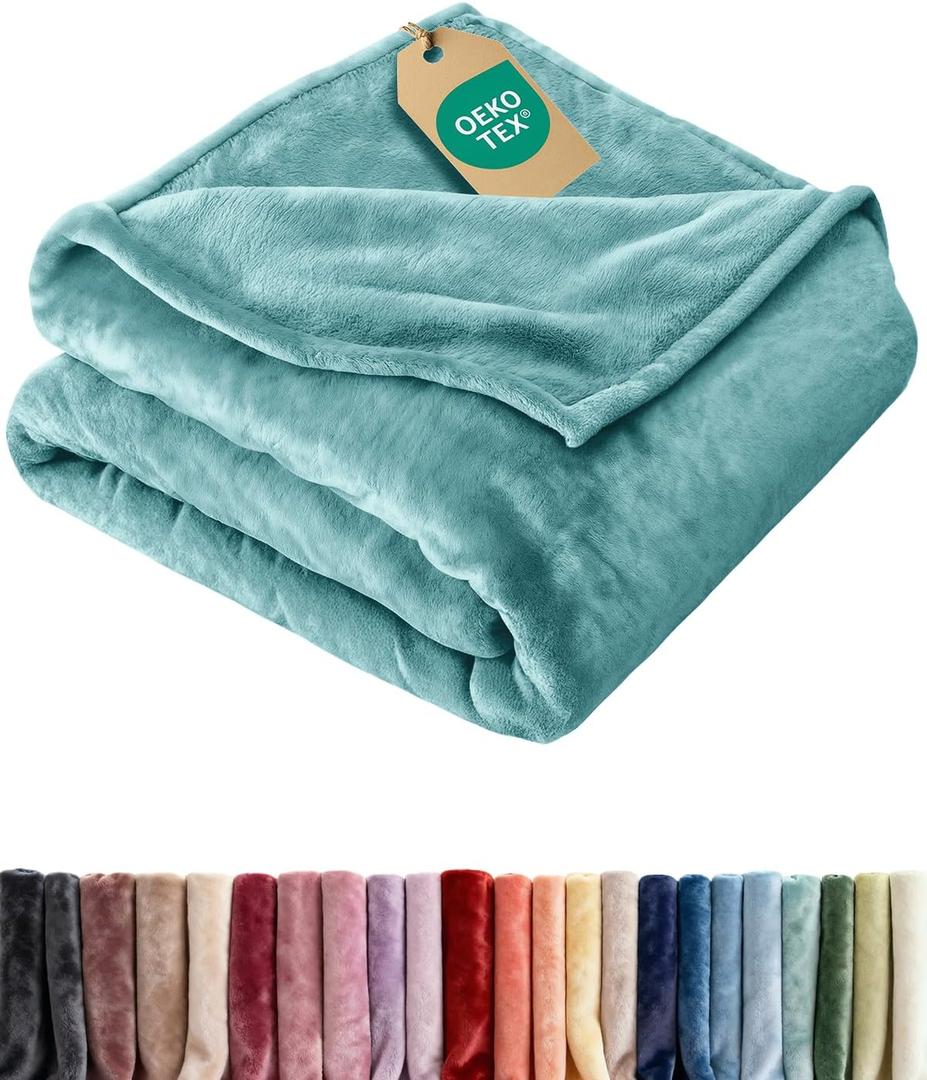 Ultra Soft Fleece Blanket Throw Size - Flannel Fleece Luxury Throw Blanket Lightweight for Couch Bed Chair - Thick, Warm & Breathable - All Season Cozy Fuzzy, Anti-Static Microplush Bedding, Turqoise