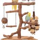 Natural Grape Wood Bird Parakeet Playground - Perch Stand for Parakeets, Cockatiels, and Small Birds Toys