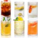 Hobnail Drinking Glasses Set of 6, 16 Oz Vintage Embossed Glass Cup Kitchen Glassware Water Tumblers for Cocktails, Beer, Juice, Whiskey