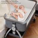 bonbay Baby Bassinet, Bedside Bassinet for Baby, 4 in 1 Portable Bassinet Bedside Sleeper with Wheels Mosquito Net & Storage Basket, 6 Height Adjustable Rocking Bassinet for Newborn Baby, Crib