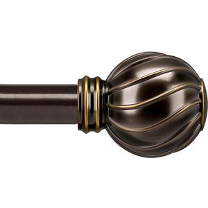 Lootkell Bronze Curtain Rods for Windows, Adjustable Length Heavy Duty Brown Window Curtain Rod with Decorative Finials for Outdoor Farmhouse Bedroom Kitchen Living Room, 23ft