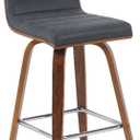 Vienna Modern Counter Height Swivel Bar Stool with Vintage Black Upholstered Seat and Walnut Finished Wood Frame Set of 3, 26" Seat Height