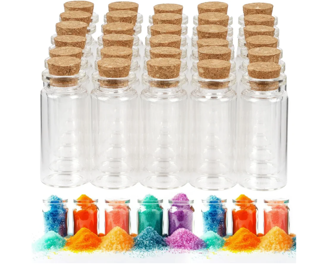 30 PCS Mini Glass Bottles, 10ml Small Glass Bottles, Vials Cork Stoppers, Spell Jars DIY Message Decoration Mini Vials for Party, Art Crafts, DIY Projects, Wedding Favors
