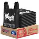 Fuxury 1000 Count Thank You Plastic Bags Black (11.5" x 6.5" x 21"), T-shirt, Grocery, Take Out, To Go,Restaurants, Retail Shopping Bags in Bulk for Small Business (Made in USA)