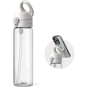 RhinoShield AquaStand Magnetic Bottle 27 oz | Tritan Water Bottle with Straw Lid, Sport Bottle with MagSafe Compatible Handle, Tripod with Adjustable Angles, Leak Proof, Lightweight - Crystal Clear