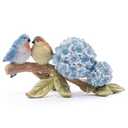 Napco Imports Decorative Home or Garden 9 x 4.5 Inch Indoor or Outdoor Tabletop Sculpture Figurine Blue and Green Bluebird and Hydrangea