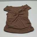 Darong Women Summer Twist Knot Front Off The Shoulder Tank Tops Cap Sleeve Going Out Shirts Slim Fitted Y2K Outfits (Small, Khaki)