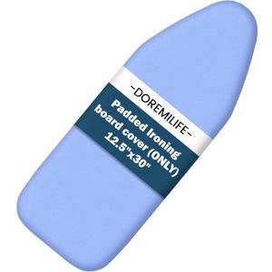 Small Ironing Board Cover and Pad 12.5x30, Silicone Coated Scorch Resistant Pure Cotton, Small Iron Board Cover with Padding, Tabletop Mini Ironing Board Cover and Pad, Drawstring Blue