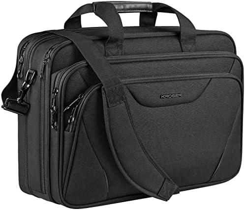KROSER Laptop Bag Premium Laptop Briefcase Fits Up to 17.3 Inch Laptop Expandable Water-Repellent Shoulder Messenger Bag Computer Bag for Travel/Business/Men/Women-Black