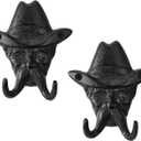 Decorative Wall Hangers, Cast Iron Wall Mounted Coat Hooks, Vintage Key Holder for Farmhouse, Entryway, Closet, Bedroom, Living Room, Gentleman's Shape, Set of 2