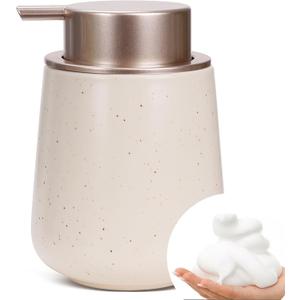 Bosilunlife Ceramic Foaming Soap Dispenser - 12 oz Foam Hand Wash Dispenser Bathroom Countertop Kitchen Dish Soap Pump Dispenser Liquid Soap Dispenser for Bathroom