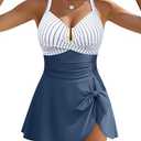 Blooming Jelly Womens Tummy Control One Piece Swimsuits Criss Cross Push Up Bathing Suits U-Wire Ruched Swim Dress 2026
