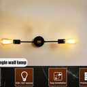 Minimalist Black 2 Lights LED Wall Light Up/Down Indoor Lamp,360 Adjustable Uplighter Downlighter,Rustic Country Vintage Loft Wall Sconce Fixture Fitting Retro Warm Edison Lamps E26 Max 2*60W