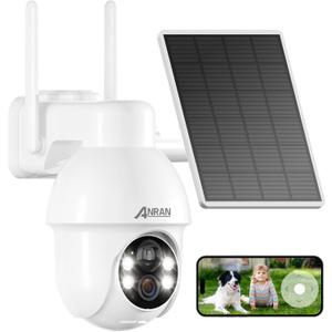 ANRAN [2026 Exclusive Solar Camera Security Outdoor 2K with Adjustable Solar Panel, 360 View Night Vision, 2 Way Charge Battery Powered, No Monthly Fee, Wireless /2.4G WiFi Camera for Home Farm (2K White-1pcs)