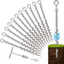 12 Pcs 14" Ground Anchors Screw in Non-Rust Cast Aluminum Detachable Tent Stakes for Camping Tents, Sand, Trampoline, Swing Sets and Sheds