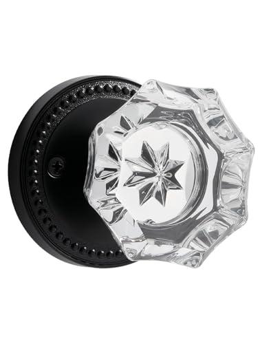 SORWDUERM Black Door Knobs Crystal Door Knob Passage Door Knobs Matte Black Interior Glass Door Knob for Hall and Closet 2 Pack