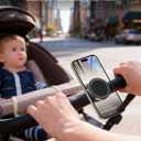 Stroller Phone Holder, Compatible with MagSafe, Magnetic Handlebar Mount, 17x N52 Strong Magnets, Fits Treadmills, Peloton, Shopping & Golf Carts, Adjustable Strap, iPhone 1217 & Android
