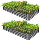 1Pack 8×4×1ft Galvanized Metal Raised Garden Bed, Metal Planter Kit Box Outdoor for Deep-Rooted Vegetables, Flowers, Green and Herbs (Black)