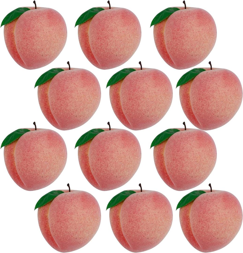 Happy Trees 12pcs Artificial Peach Simulation Fruit for Home Kitchen Table Cabinet Party Décor Photography Props Food