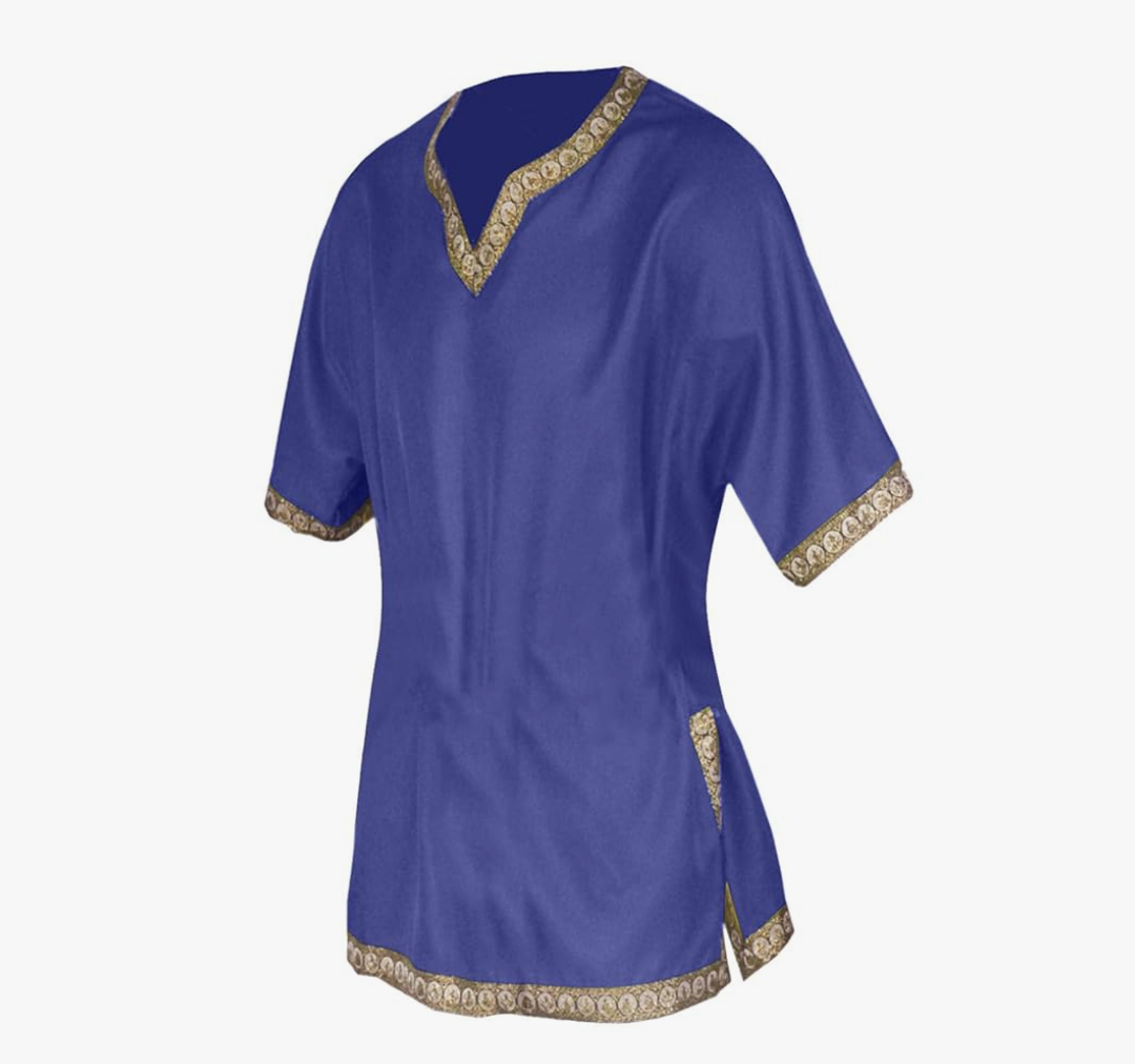 Mens Renaissance Tunic Pirate Viking Retro Medieval Shirt Gothic Victorian Halloween Costume Tee (with Belt) 160