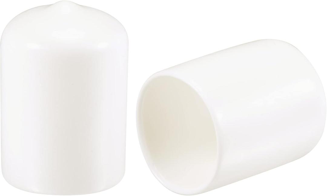 uxcell 50pcs Round Rubber End Caps 3/4"(19mm) White Vinyl Cover Screw Thread Protectors