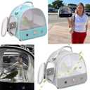Bird Carrier, Portable Small Bird Parrot Parakeet Carrier with Standing Perch and Soft Support Mat, Side Access Window Collapsible (Grey, Mesh Windows)