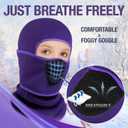 Kids Balaclava Windproof Ski Mask for Boy Girl (with Breathable Holes), Winter Hat Ski Mask for Cold Weather for Skiing (Black+light Grey)