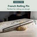 Ultra Cuisine French Rolling Pin for Baking  Tapered Stainless Steel Design with Measurements, Professional or Home Use with Pizza, Cookie, & Pastry Dough, or Fondant and Pie Crust  Dishwasher-Safe