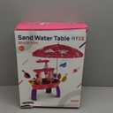 HYES Water Table for Toddlers 3-5, 3-Tier Kids Splash Sand Table Water Toys with Umbrella, Rain Showers Splash Pond for Outdoor Beach Backyard Summer, Activity Sensory Playset for Boys Girls, Red