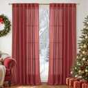 YoungsTex  Linen Curtains 84 Inch Length - Semi Sheer Drapes Light Filtering with Back Tab Rod Pocket Lightweight for Bedroom Living Room Window, 2 Panels, 52 X 84 Inch