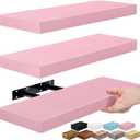 Sorbus Floating Shelves for Wall 16 Inch Floating Shelf for Kitchen, Bedroom, Living Room, Bathroom, Home & Wall Decor - Mounted Bathroom Shelves with Invisible Brackets (Soft Pink, 3 Pack)