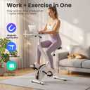 WALKINGDESK Exercise Bike Desk - Adjustable Pedal Desk with Foldable Design, Quiet 8-Level Magnetic Resistance, Laptop Tray, iPad Holder & Cup Holder for Home Office Workstation