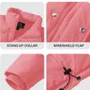 MAGCOMSEN Men's Down Jacket Winter Warm Thicken Puffer Coats Water Resistant Windproof Casual Insulated Jacket (Pink)