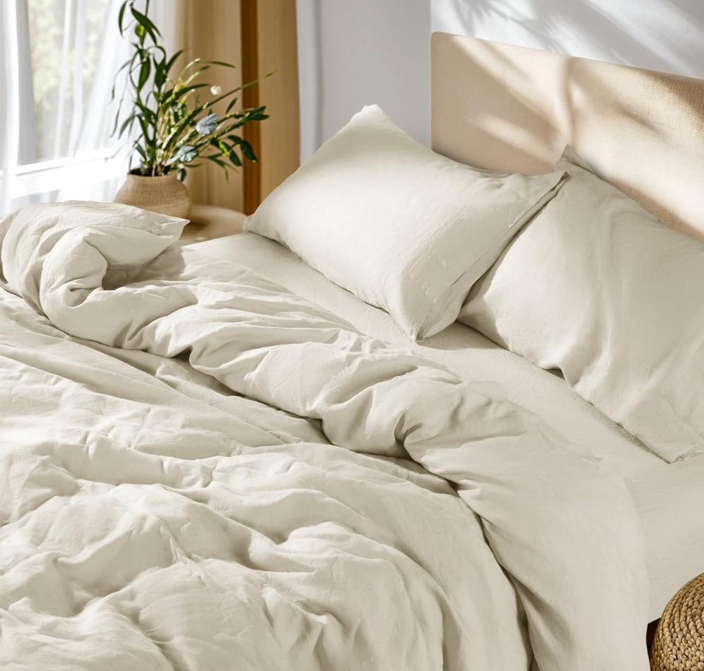 SONORO KATE 100% French Linen Duvet Cover King Size, Soft Breathable for Hot Sleepers, Moisture Wicking & Durable Cover Set - Zipper Closure & 4 Corner Ties Duvet Covers 3 Piece (Linen,King)