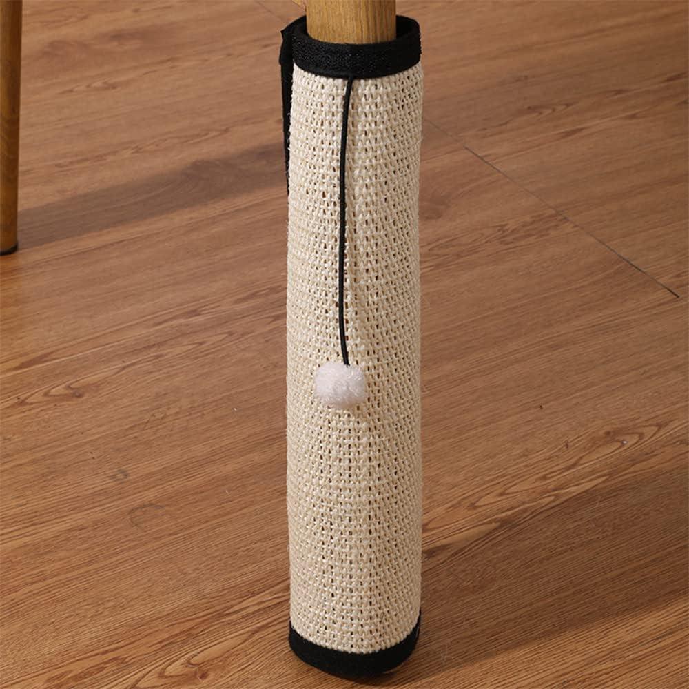 Cat Scratcher Mat with Interactive Mouse Toy, Cat Scratching Post Natural Sisal Table Leg Scratch Wrap Cat Grinding Claws Scratching Post Replacement Flexible Installation (Velcro Closure)