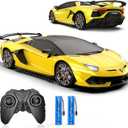 Remote Control Car for Lamborghini, Officially Licensed 1:16 Scale Lambo Hobby Rc Cars with Headlight, 2.4GHz Race Car Toys for Boy Girl 4-12 Years Old, 12Km/h, Birthday Gift (Yellow)