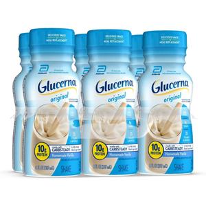 Glucerna Original Diabetes Care Shake, Homemade Vanilla, Diabetic Meal Replacement to Support Blood Sugar Management, 10g Protein, 180 Calories, Ready to Drink, 8-fl-oz Bottle, 6 Pack (1 JAN 2027)
