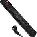 Digital Energy 15 FT 8 Outlet Surge Protector Power Strip - 15 AMP, 1875 W, 125 V, 350 J Surge Protection, ETL Listed - Flat Plug, Black
