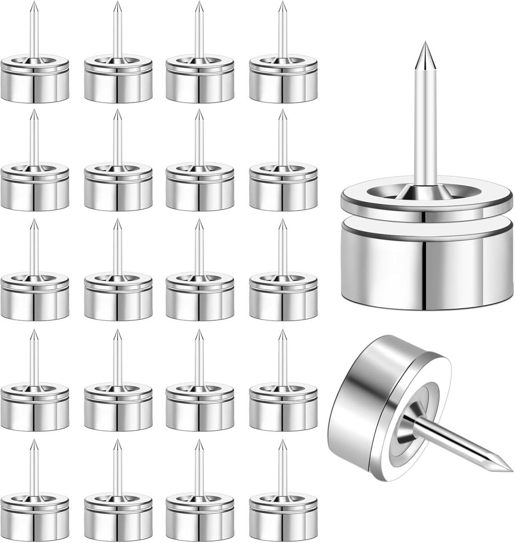 Magnetic Push Pins, 20 Sets Magnet Thumbtack for Board [1s Quick Pin][No Hole Hang Way], Poster and Photo Hangers Push Pin Magnets for Office Supplies Classroom Decoration Walls Bulletin Boards