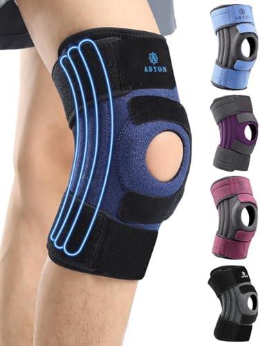 ABYON Knee Brace for Women & Men Meniscus Tear, ACL, Arthritis, Knee Support with Triple Side Stabilizers and Adjustable 360° Wraparound Strap for Maximum Knee Pain Support and Fast Recovery - Please Check How To Size Video