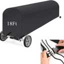 Woanger Heavy Duty Pool Solar Reel Cover Waterproof UV Resistant Inground Swimming Pool Solar Reel Roller Blanket(18 Ft,Black)