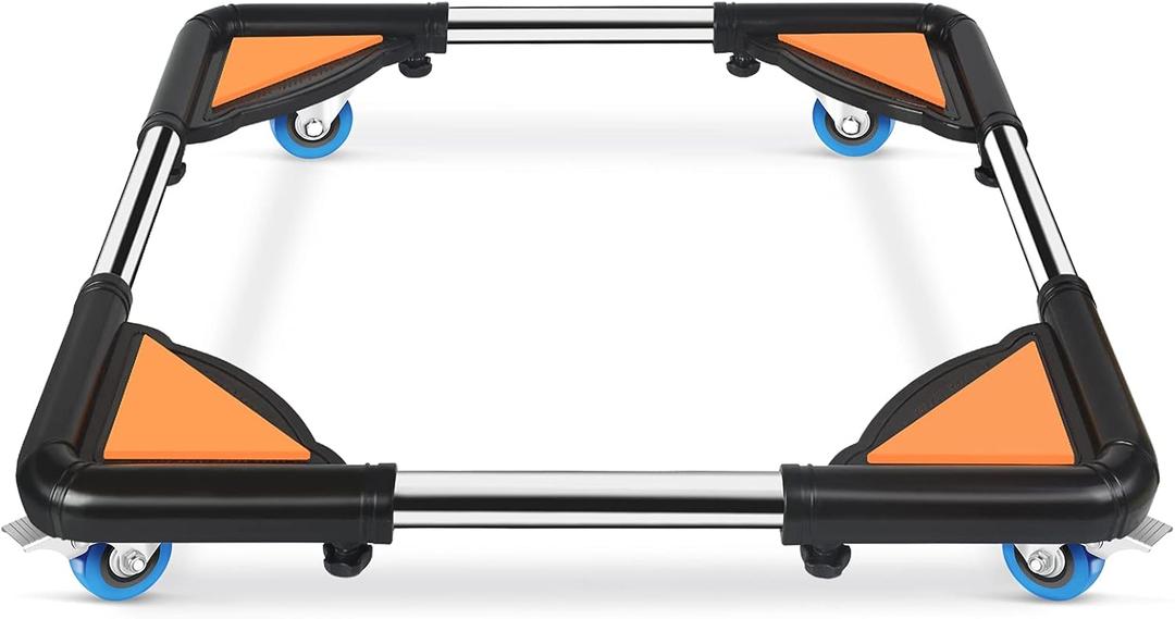 SPACECARE Mini Fridge Stand Mobile Roller, Adjustable Furniture Dolly with 4 Locking Wheels, Heavy Duty Washing Machine Base, Universal Appliance Pedestal for Dryer and Refrigerator- Black