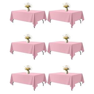 Niuara Pink Fabric Rectangle Table Cloth - 6 Pack, 60" × 102" Washable Tablecloth for 5FT Tables, Wrinkle-Resistant & Heat-Proof Table Cover for Weddings, Dinners & Parties