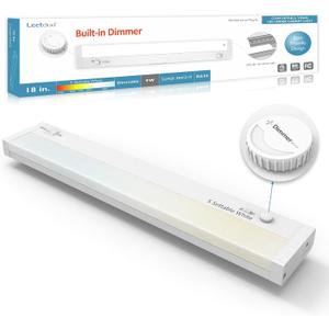 LED Under Cabinet Lighting Built-in Dimmer Plug in or Hardwired,18 Inch 9W Dimmable 5 Color 2700K/3000K/3500K/4000K/5000K, ETL Listed Linkable Under Cabinet Lights for Counter,Kitchen,White
