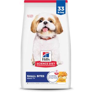 Hill's Science Diet Adult 7+ Small Bites Dry Dog Food, Chicken Meal, Barley, & Rice, 33 lb. Bag (EXP 07/11/27)